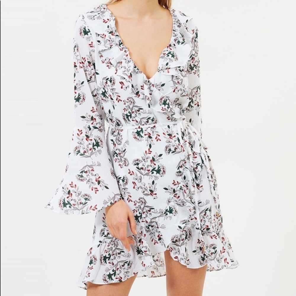 Melody Dress in white based print by Elliatt
